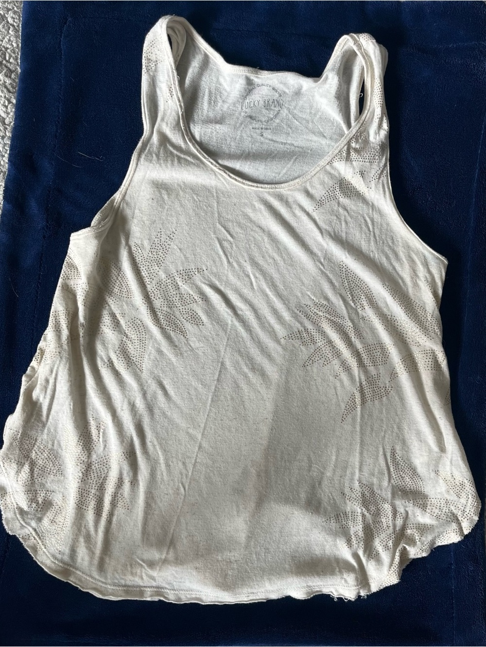 Lucky Brand Light Cream Perforated Racerback Tank